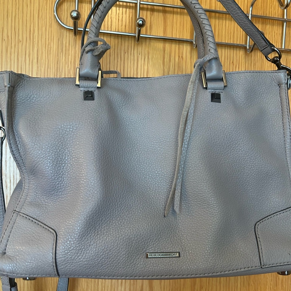 Gray Leather Tote Bag